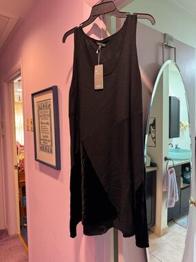 NWT! Eileen Fisher Size L Black Sleeveless Layered Tunic